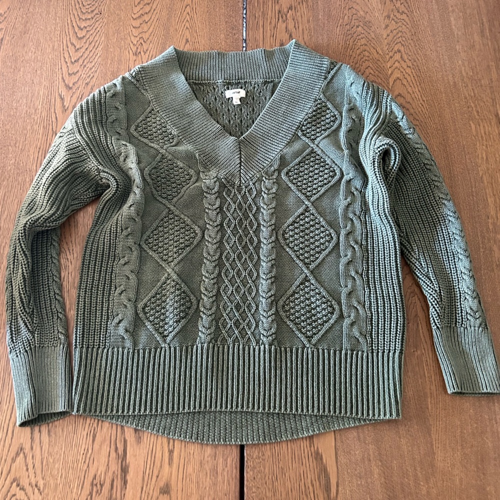 Aerie V-Neck Cable Sweater